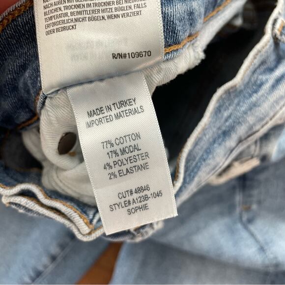 Agolde Women Sophie Ankle Skinny Pentacle Denim Jeans Blue High Waist Distressed - Picture 10 of 10